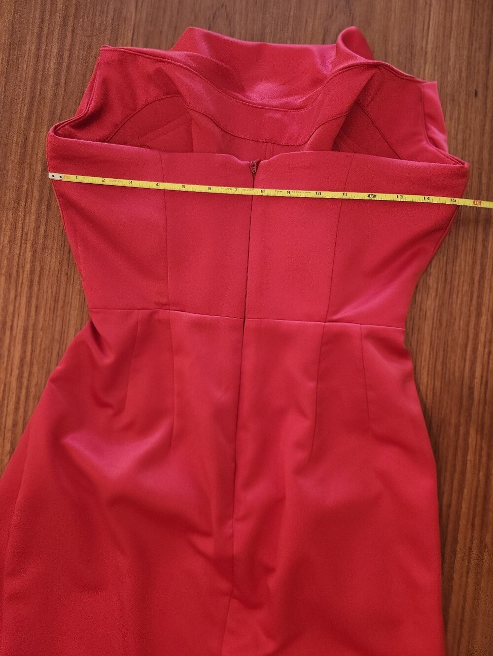 HOUSE OF CB Adrienne Satin Strapless Gown, Scarlet Red, Size M w/ Plus Cups - Picture 10 of 13